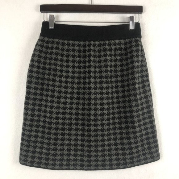 Willi Smith Women's Size Medium Black Grey Houndstooth Wool Blend Knit Skirt - Picture 1 of 4